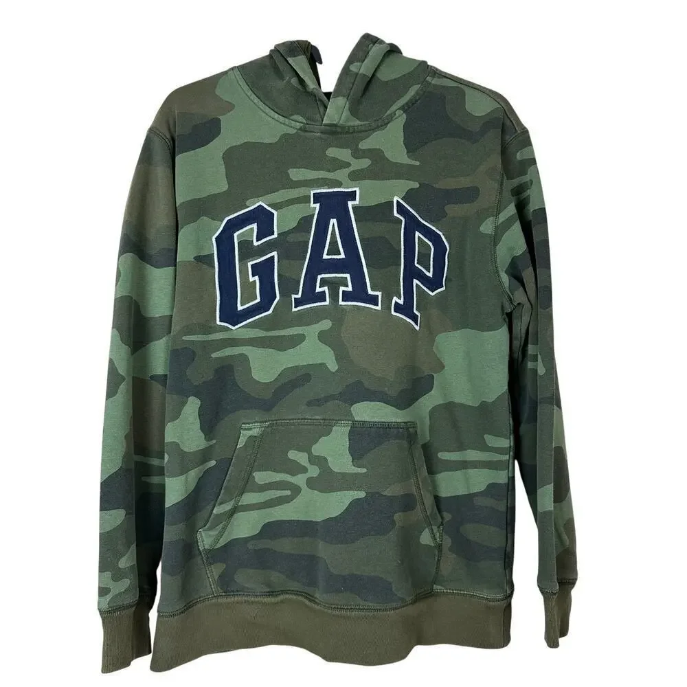 GAP Kids XXL Camo Hoodie Military Green Pullover Sweatshirt